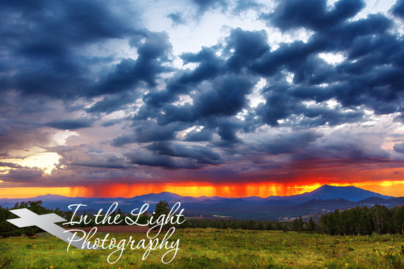Sunset Rain on the Distant Mountains